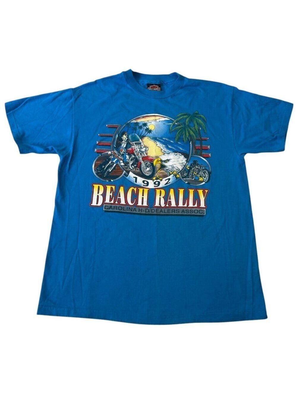 1992 Harley Davidson Beach Rally T-Shirt Carolina HD Motorcycle Tee Sz L